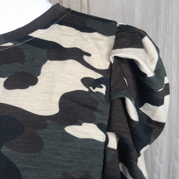 SOLD NWT Camo Puff Sleeve Terry Top M - Picture 9 of 11
